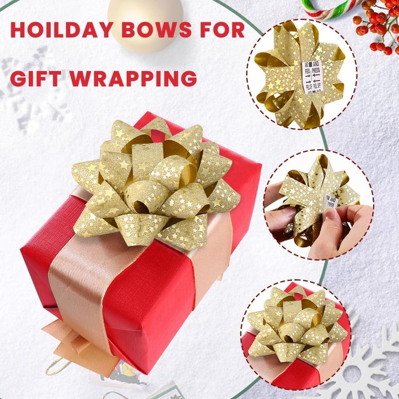 YUJUN 23PCS Christmas Gift Bows Decoration Set Xmas Pull Paper Present Bows Assortment with Christmas Gift Ribbons Wrapping Bows for Christmas New Year Wedding Decoration(Red Green) - Image 3